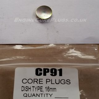 16mm metric dish type mild steel zinc plated automotive core plug