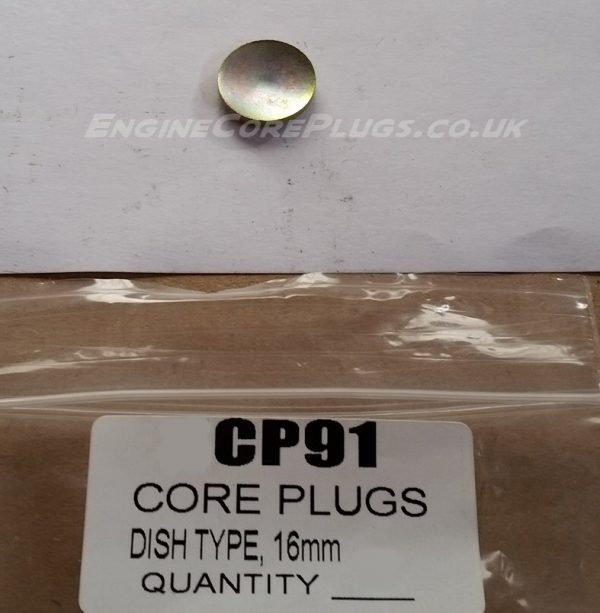 16mm metric dish type mild steel zinc plated automotive core plug