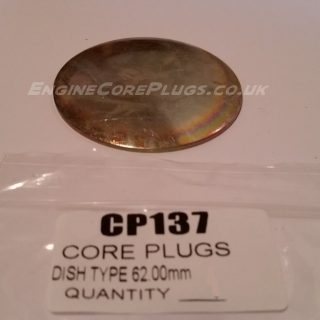 62mm metric dish type mild steel zinc plated automotive core plug