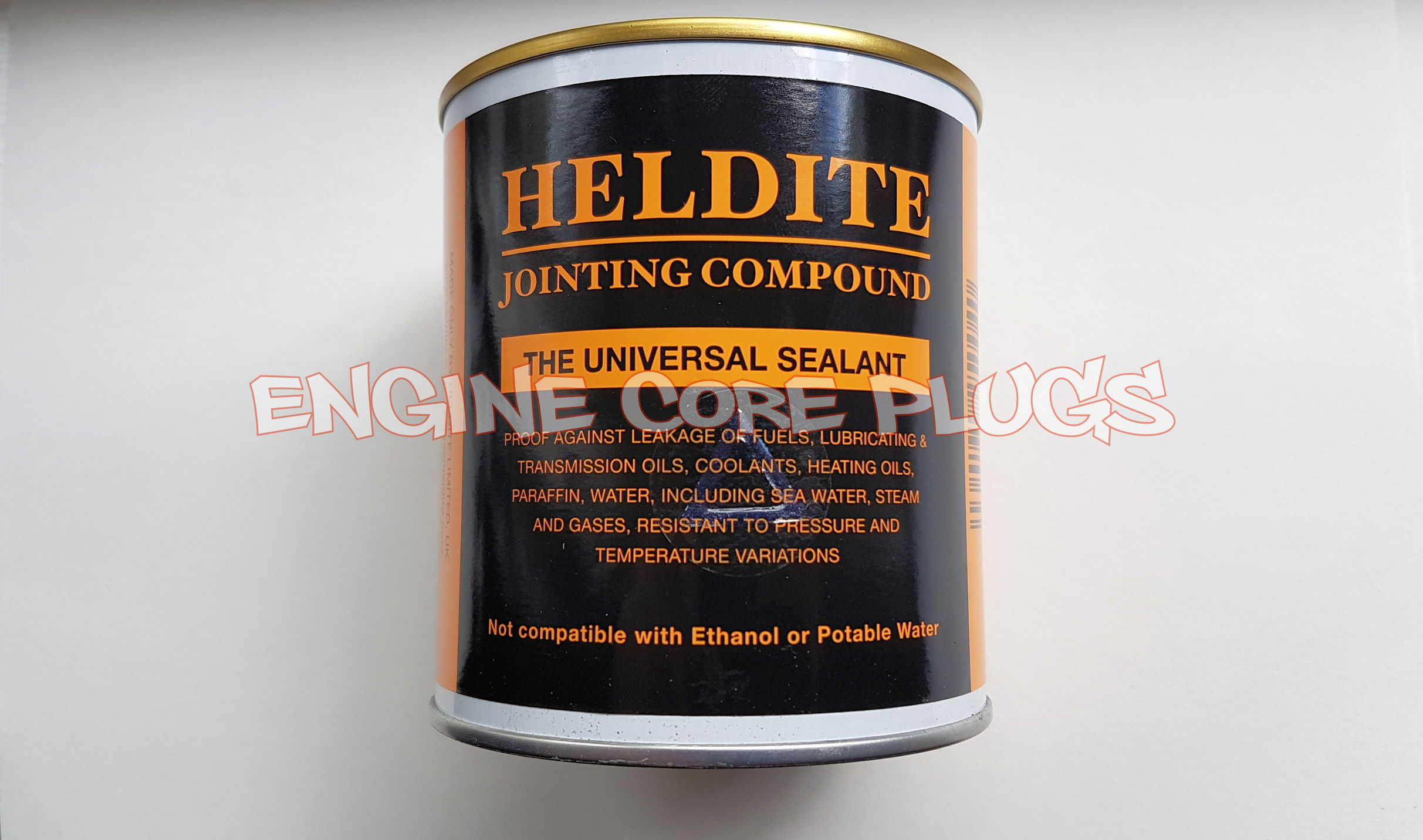 Engine Core plug sealant Heldite 500ml tin for all types of core plugs